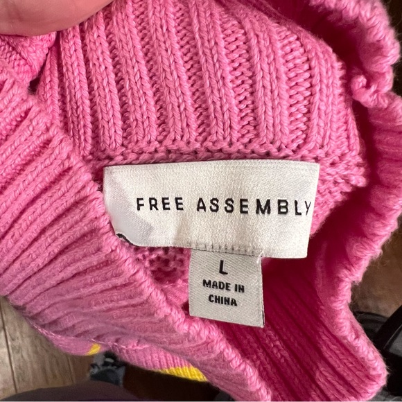 Free Assembly Pink and Yellow Striped Sweater - Picture 3 of 4